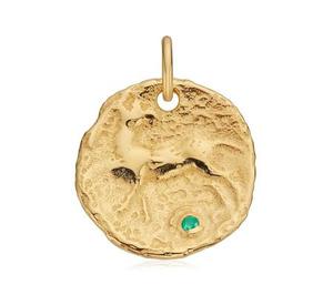 Gold Siren Large Coin Gemstone Pendant Charm Green Onyx - recommended by Lou Archell