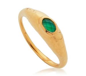 Gold Deia Gemstone Ring Green Onyx - recommended by Lou Archell