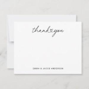 Modern Black Script Personalized Wedding Monogram Thank You Card | Zazzle - recommended by Clancy Burke