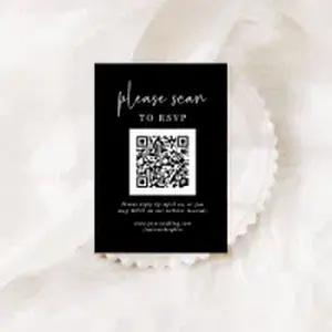 Simple Modern RSVP with QR Code | Black Enclosure Card | Zazzle - recommended by Clancy Burke