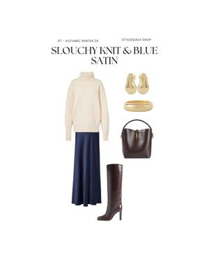 SLOUCHY KNIT & SATIN - by StyledDaily