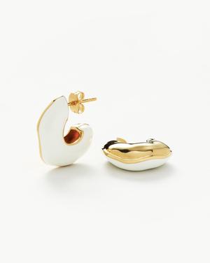 Squiggle Chubby Two Tone Enamel Hoop Earrings | 18ct Gold Plated, Bright White 18ct Gold Plated/Bright White - recommended by Annie Jaffrey