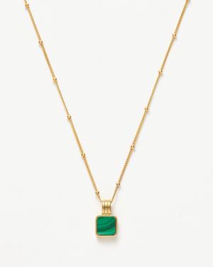 Lucy Williams Square Malachite Necklace | 18ct Gold Plated Vermeil/Malachite - recommended by Tamara Kalinic