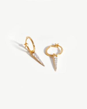 Mini Pave Spike Charm Hoop Earrings | 18ct Gold Plated Vermeil/Cubic Zirconia - recommended by Simona Rakauskaite