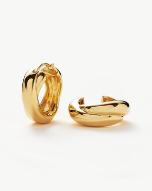 Lucy Williams Chunky Medium Entwine Hoop Earrings | 18ct Gold Plated - recommended by Johanna  Bradford