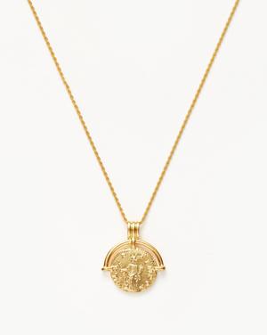 Lucy Williams Medium Engravable Roman Arc Coin Pendant Necklace | 18ct Gold Plated - recommended by Sasha Shantel