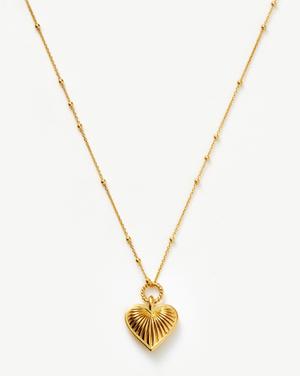 Ridge Heart Charm Pendant Necklace | 18ct Gold Plated - recommended by Tamara Kalinic