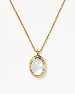 Savi Ridge Oval Gemstone Pendant Necklace 18ct Gold Plated Vermeil/Mother of Pearl - recommended by Tamara Kalinic