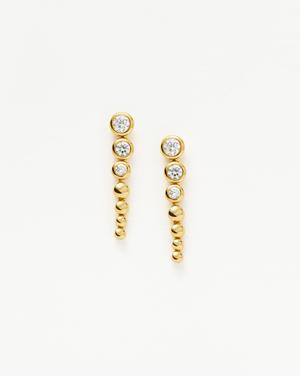 Articulated Beaded Stone Drop Stud Earrings | 18ct Gold Plated Vermeil/Cubic Zirconia - recommended by Felicia Åkerström