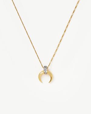 Lucy Williams Pavé Horn Pendant Necklace | 18ct Gold Plated Vermeil/Cubic Zirconia - recommended by Amie Rogers (Chase Amie)