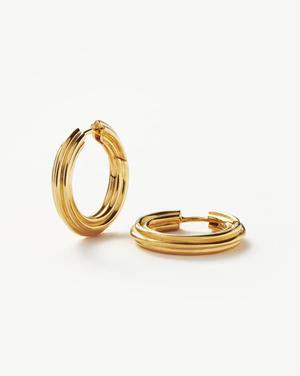 Ridge Medium Hoop Earrings | 18ct Gold Plated - recommended by Andrea