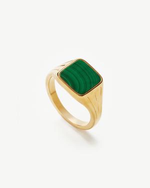 Lucy Williams Square Signet Ring | 18ct Gold Plated Vermeil/Malachite - recommended by Lucy Moon