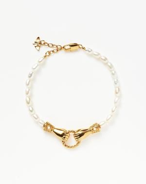 Harris Reed In Good Hands Pearl Bracelet | 18ct Gold Plated/Pearl & Black Onyx black/gold - recommended by Tamara Kalinic