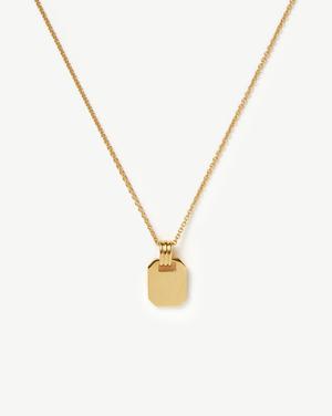 Engravable Small Tag Pendant Necklace | 18ct Gold Plated Vermeil - recommended by Simona Rakauskaite