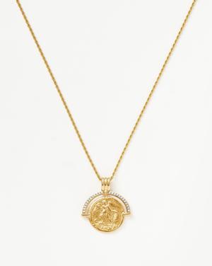 Lucy Williams Engravable Fortuna Arc Coin Pendant Necklace | 18ct Gold Plated/Cubic Zirconia - recommended by Amie Rogers (Chase Amie)