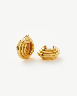 Lucy Williams Medium Chunky Ridge Hoop Earrings 18ct Gold Plated - recommended by Tamara Kalinic