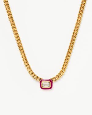 Enamel & Stone Floating Pendant Chain Necklace | 18ct Gold Plated/White Cubic Zirconia - recommended by Nellie Nettles