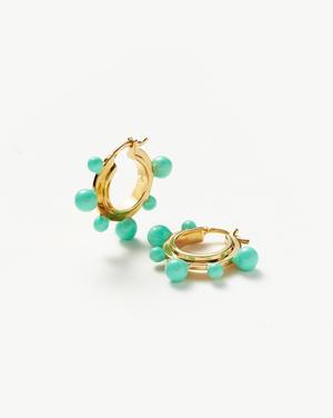 Good Vibes Neon Enamel Sphere Small Hoop Earrings | 18ct Gold Plated/Aqua - recommended by Annie Jaffrey