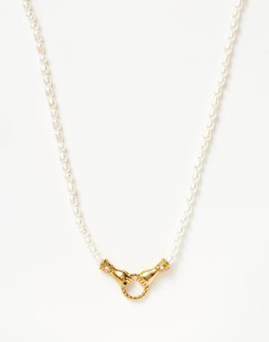 Harris Reed In Good Hands Pearl Pendant Necklace | 18ct Gold Plated/Pearl & Black Onyx - recommended by Tamara Kalinic