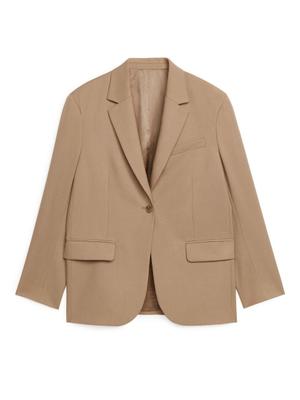 Oversized Wool Hopsack Blazer - Beige - recommended by Caro B