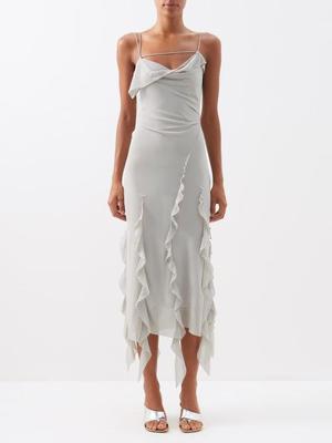 Acne Studios - Dafina Raw-edge Chiffon Midi Dress - Womens - Light Blue - recommended by Erica Kvam