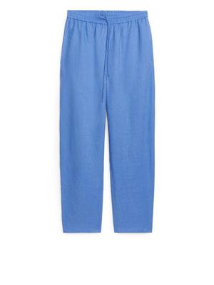 Linen Barrel Leg Trousers - Blue - recommended by Marie Jedig