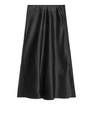 Bias-Cut Satin Skirt - Black - recommended by Lily Clark