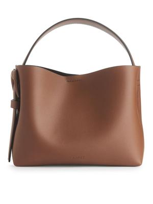 Rigid Leather Crossbody Bag - Beige - recommended by Lou Archell