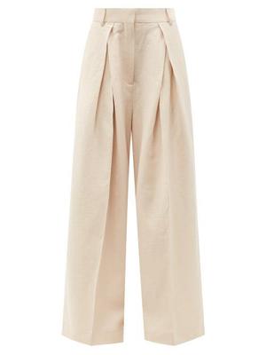 Acne Studios - Pillose Pleated Wool-blend Trousers - Womens - Ivory - recommended by Erica Kvam