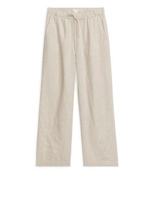 Linen Drawstring Trousers - Beige - recommended by Lily Clark