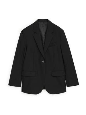 Oversized Wool Hopsack Blazer - Black - recommended by Linda Melissa