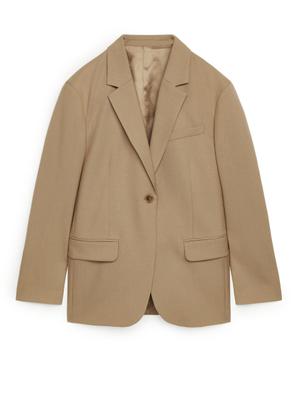 Oversized Wool Hopsack Blazer - Beige - recommended by Erica Kvam
