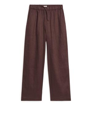 Linen Drawstring Trousers - Brown - recommended by Andrea Hedenstedt