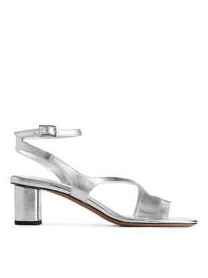 Heeled Leather Sandals - Silver - recommended by Alice