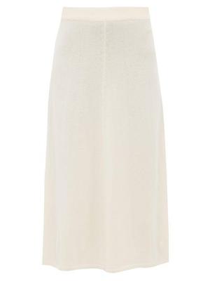 Joseph - Fluted Wool Blend Midi Skirt - Womens - Ivory - recommended by Caro B