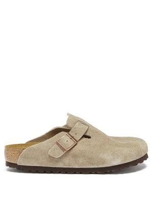 Birkenstock - Boston Suede Backless Loafers - Womens - Light Beige - recommended by Joanna Rutkowska