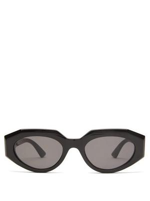 Bottega Veneta - Angular Cat-eye Acetate Sunglasses - Womens - Black - recommended by Joanna Rutkowska