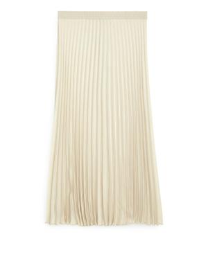 Pleated Midi Skirt - Beige - recommended by Caro B
