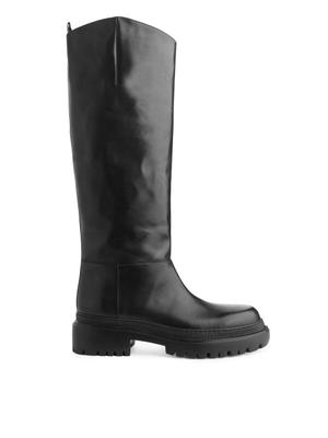 High-Shaft Chunky Leather Boots - Black - recommended by Marina Bogdanova