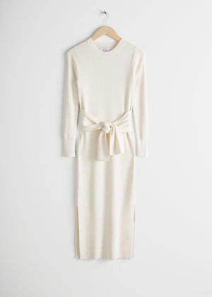 Belted Rib Midi Dress - White - recommended by Ida Kojo