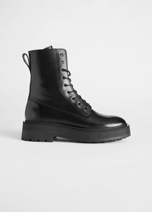 Chunky Platform Leather Boots - Black - recommended by Lou Archell