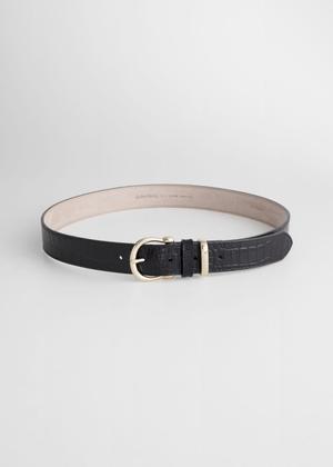 Croco Leather Belt - Black - recommended by Lucy Moon