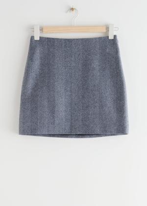 Wool Blend Mini Pencil Skirt - Blue - recommended by Sonja Sorvola