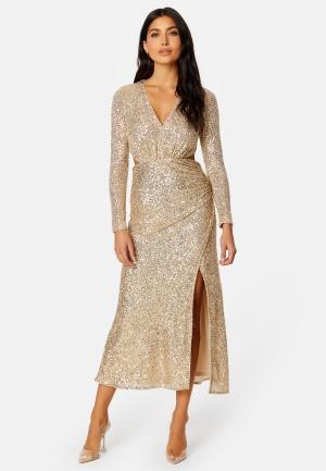 FOREVER NEW Rylie Sequin Cut Out Dress Soft Gold 38 - recommended by Miss Lopez