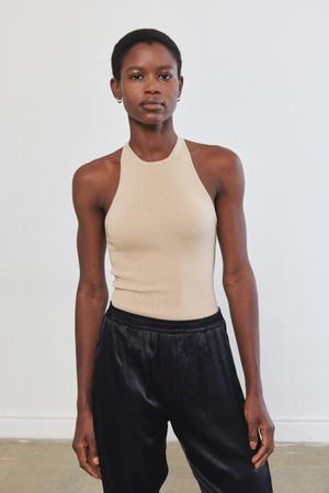 Tight Ribbed Halter Top - Beige / XS - recommended by Natalie 
