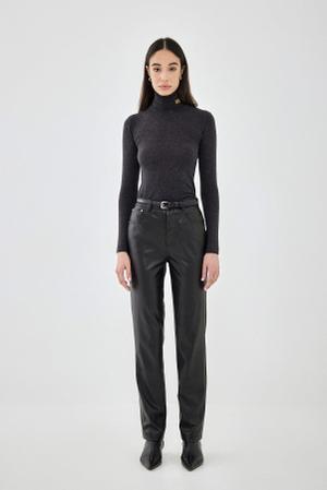 Vegan Leather Straight Pants - Black / XXS / Normal - recommended by Danielle Cafiero