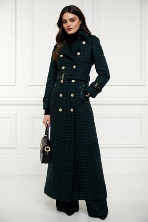Full Length Marlborough Trench Coat Emerald Houndstooth - recommended by Nellie Nettles