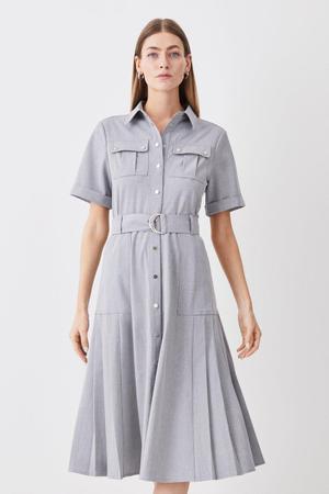 Utility Pocket Belted Short Sleeve Midi Dress - recommended by Aleyson Bickley