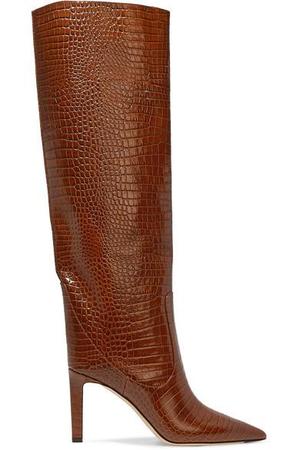 Jimmy Choo - Mavis 85 Croc-effect Leather Knee Boots - Tan - recommended by Thereza Reboucas