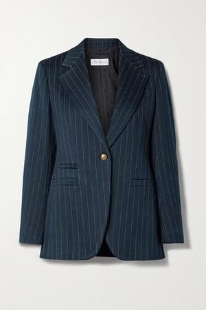 Max Mara - Valdai Pinstriped Cotton-blend Blazer - Navy - recommended by Thereza Reboucas